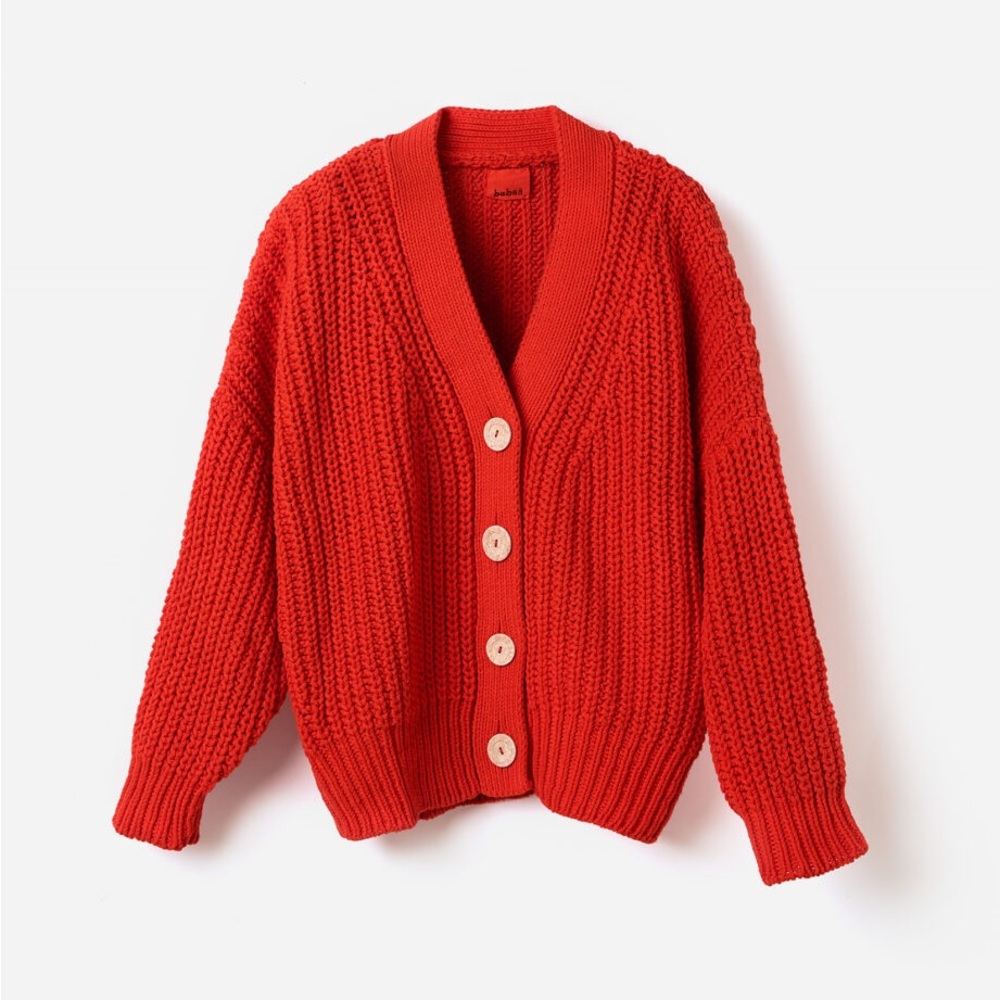 Babaa No. 18 Red Knit Cardigan Sweater
